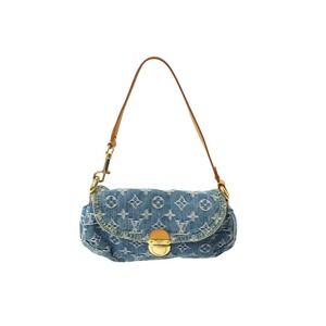 LOUIS VUITTON Pleaty Monogram Denim Handbag Blue